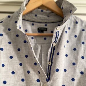 Polka Dot Blue and Gray Women's Shirt from Talbots